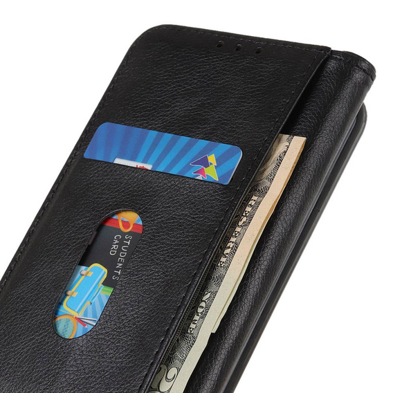 θήκη με πτερύγιο για Xiaomi Poco F6, Split Leather, μαύρη