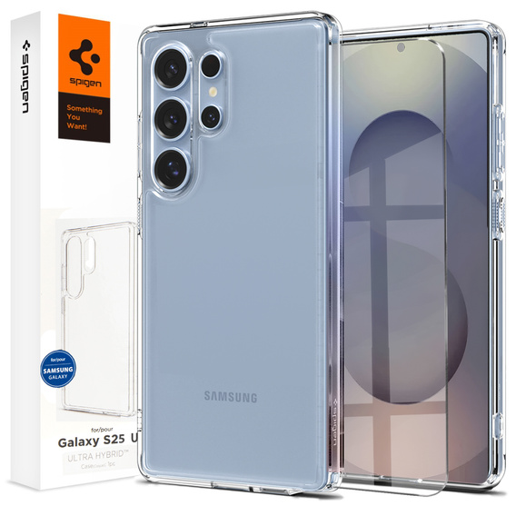 θήκη Spigen για Samsung Galaxy S25 Ultra, Ultra Hybrid, διαφανής + μετριασμένο γυαλί 9H