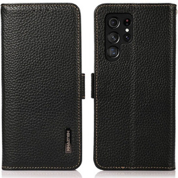 KHAZNEH θήκη RFID για Samsung Galaxy S24 Ultra, Litchi Texture, μαύρη