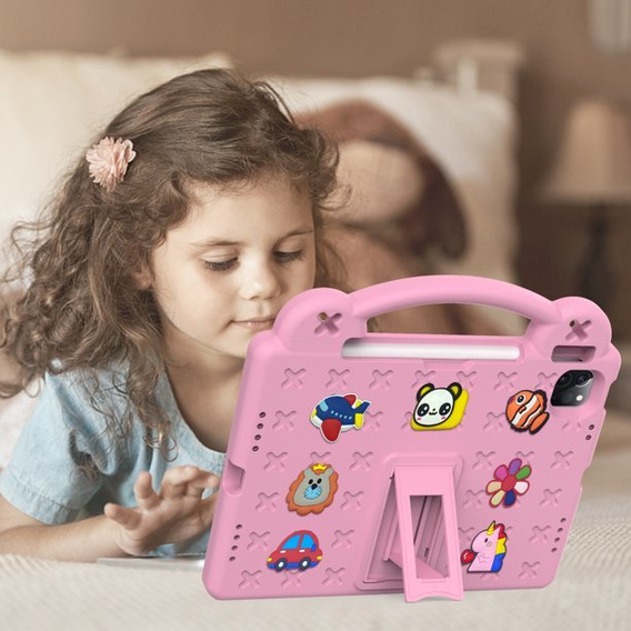 Παιδική θήκη για iPad 10.9 2022 10 Gen, Cute Patterns, με βάση, ροζ