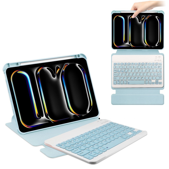 Θήκη πληκτρολογίου για iPad Pro 11" 2024 (5 gen.), Rotary 360° Leather, γαλάζια