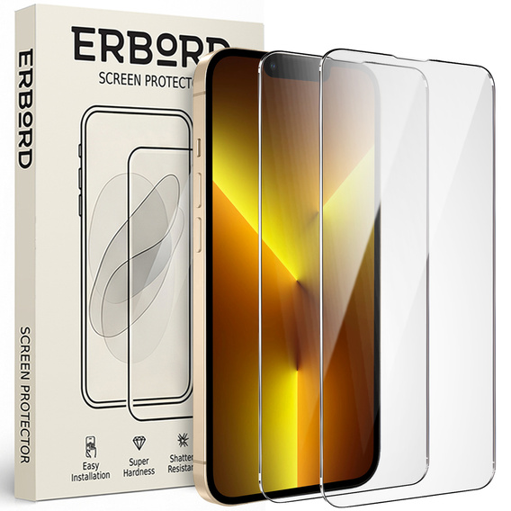 2x Μετριασμένο γυαλί για iPhone 13 Pro Max, ERBORD 9H Hard Glass στην οθόνη