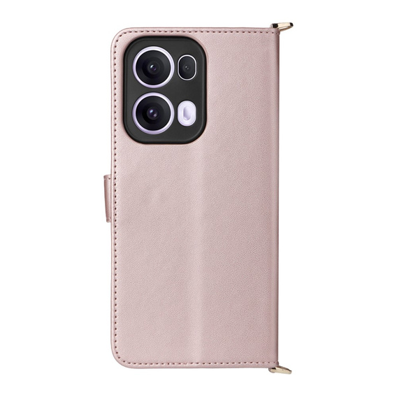 Θήκη με πτερύγιο για Oppo Reno 13 Pro 5G, Crossbody Leather Wallet, ροζ