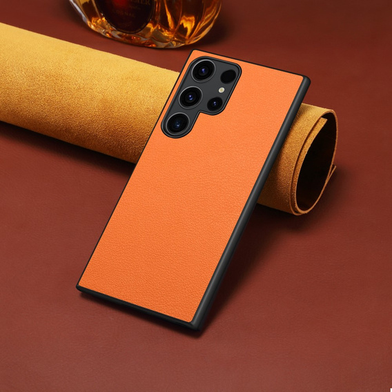 Θήκη για Samsung Galaxy S24 Ultra, Calf Texture, πορτοκαλί