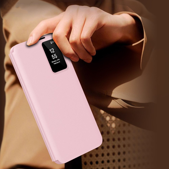 Αναδιπλούμενη θήκη για Samsung Galaxy S24 FE, Smart View Wallet, ροζ