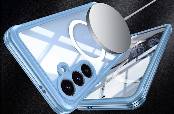 Θήκη για Samsung Galaxy S25 FE, Shockproof, με γυαλί, για MagSafe, μπλε