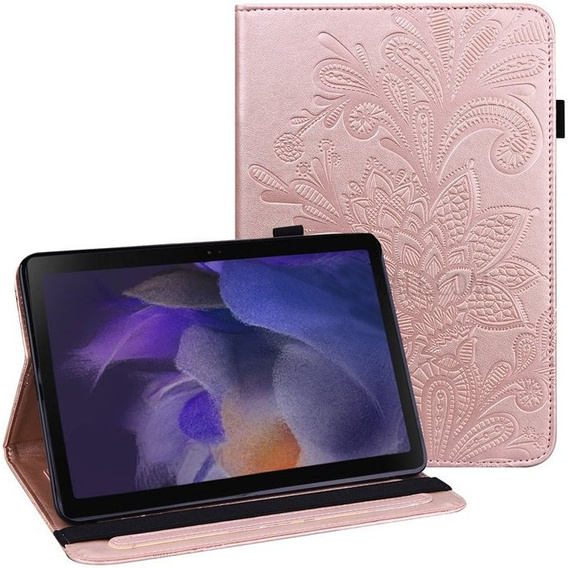 θήκη με πτερύγιο για Samsung Galaxy Tab A8 10.5 SM-X200 SM-X205, flower, ροζ rose gold