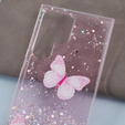 Θήκη για Samsung Galaxy S24 Ultra, Glitter Butterfly, ροζ