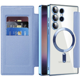 Θήκη με πτερύγιο για Samsung Galaxy S24 Ultra, RFID Wallet MagSafe CamShield, μπλε