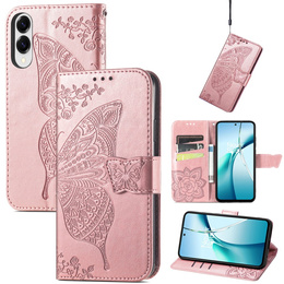 Θήκη με πτερύγιο για Samsung Galaxy S25 Edge, Butterfly, ροζ rose gold