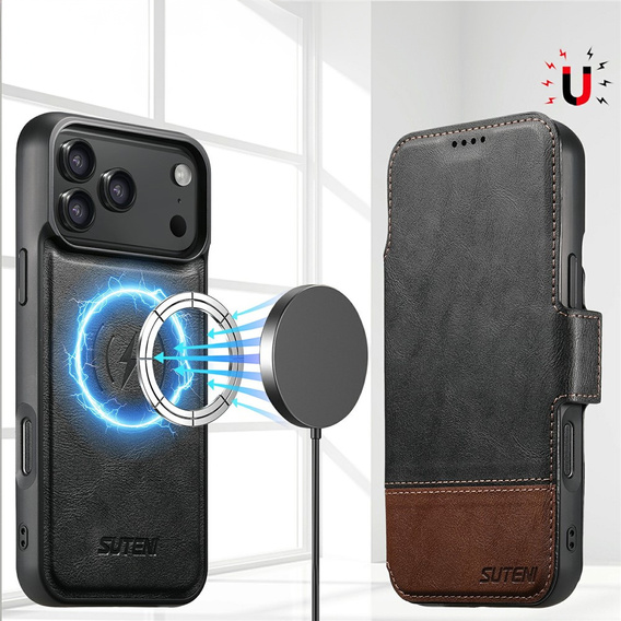 Αναδιπλούμενη θήκη 2 σε 1 για iPhone 17 Pro Max, SUTENI, για MagSafe, μαύρο