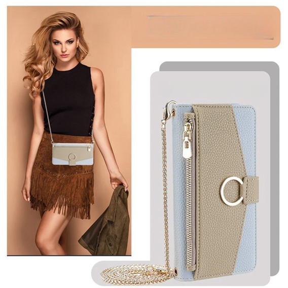 θήκη Wallet Zipper Pocket flip για το Samsung Galaxy A56 5G, Wallet Zipper Pocket, με καθρέφτη, μπλε
