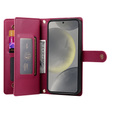 Θήκη με πτερύγιο για Samsung Galaxy S25, Wallet Zipper Pocket, κόκκινη