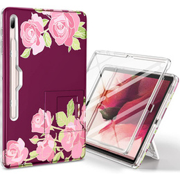 Θήκη για Samsung Galaxy Tab S7 FE, Suritch Full Body Marble, μπορντό