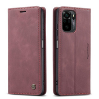 θήκη CASEME για Xiaomi Redmi Note 10 / 10S, Leather Wallet Case, μπορντό