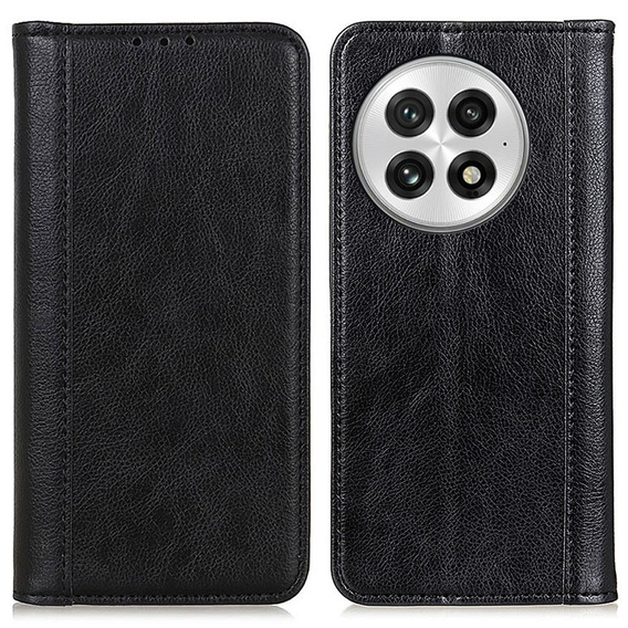 θήκη με πτερύγιο για OnePlus 13, Split Leather, μαύρη