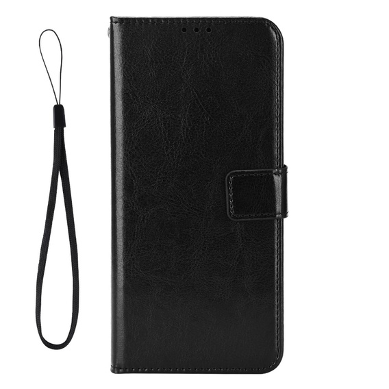 Θήκη με πτερύγιο για Realme GT 7 / 7T, Crazy Horse Wallet, μαύρη