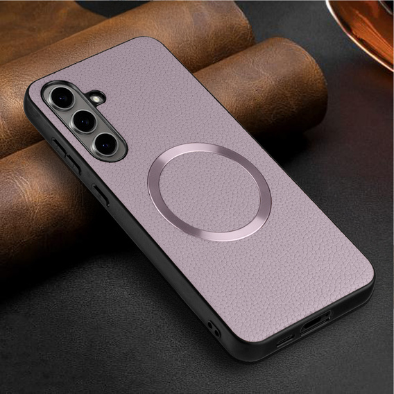 Θήκη για Samsung Galaxy S24 FE, Leather Hybrid MagSafe, μωβ