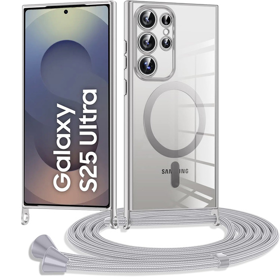 Θήκη για Samsung Galaxy S25 Ultra, Electro MagSafe, ασημένια + κορδόνι