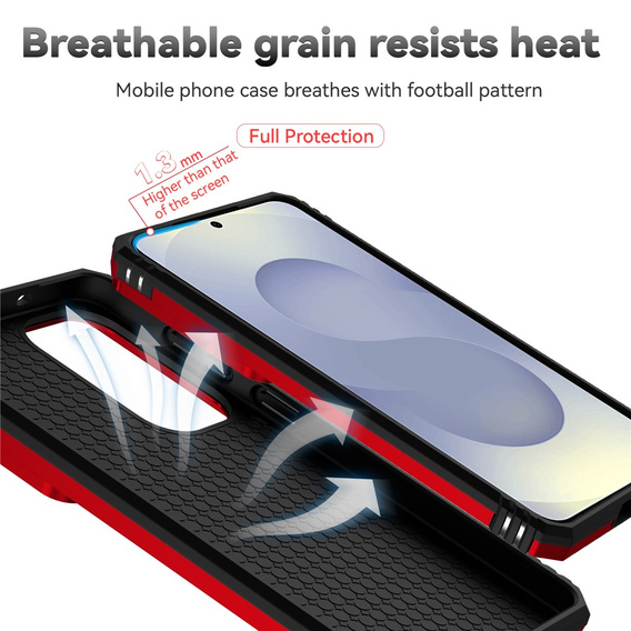 Θήκη με βάση και προστατευτικό φακού για Samsung Galaxy S26 Plus, κόκκινη