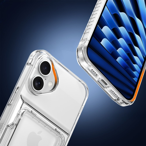 Θήκη για iPhone 16, Card Holder Kickstand, διαφανής