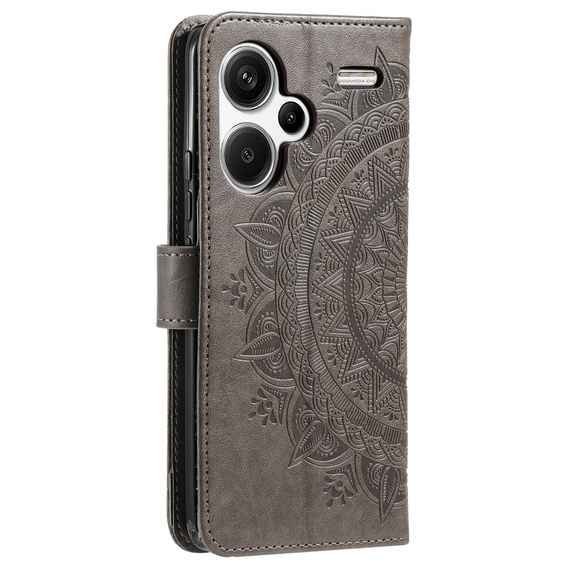 Θήκη με πτερύγιο για Xiaomi Redmi Note 13 Pro+, Mandala, γκρι