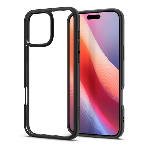 θήκη Spigen για iPhone 16 Pro, Ultra Hybrid, μαύρη + μετριασμένο γυαλί 9H
