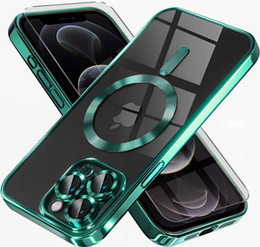 Θήκη για iPhone 12 Pro, Electro MagSafe, πράσινη + Γυαλί για την οθόνη
