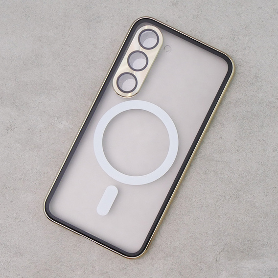 Μαγνητική θήκη MagSafe Dual Glass για Samsung Galaxy S23, χρυσή