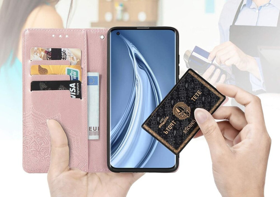 Θήκη με πτερύγιο για Motorola Edge 50 Fusion 5G, Mandala, ροζ