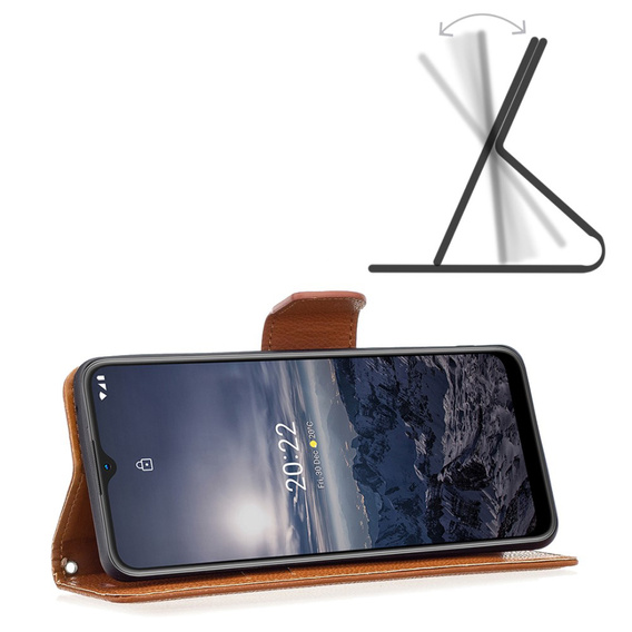 Θήκη με πτερύγιο για Nokia G11 / G21, Litchi Wallet Case, καφέ