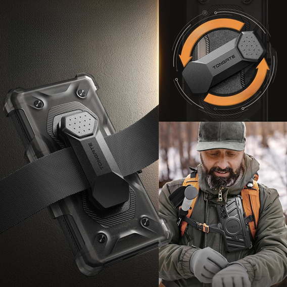 Θήκη για Samsung Galaxy S24 Ultra, Tongate MECH Series με βάση στήριξης, μαύρη