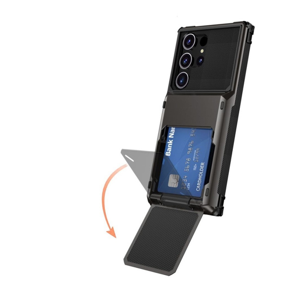 Θήκη για Samsung Galaxy S25 Ultra, Card Holder Kickstand, μαύρη