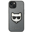 Karl Lagerfeld Θήκη για iPhone 14 Plus, Saffiano Choupette Head Patch, ασημένια