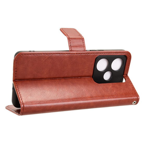 Θήκη με πτερύγιο για Realme GT 7 / 7T, Crazy Horse Wallet, καφέ