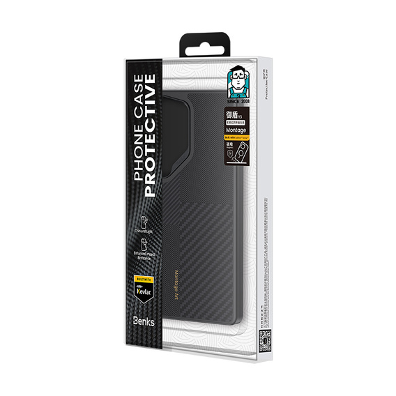 θήκη BENKS Kevlar για Samsung Galaxy S25 Ultra, για MagSafe, Carbon Fiber, μαύρη