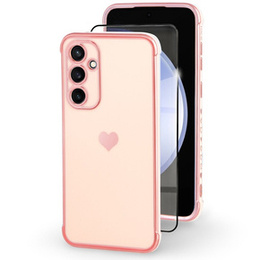 Θήκη για Samsung Galaxy S23 FE, Electro heart, ροζ rose gold + Full Glue Ceramic Glass