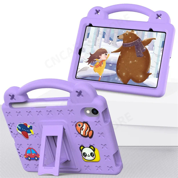 Παιδική θήκη για iPad mini 8.3" 2021 (6 gen.) / iPad mini 8.3" 2024 (7 gen.), Cute Patterns, με βάση, μωβ
