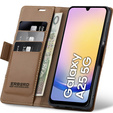 Θήκη για Samsung Galaxy A25 5G, ERBORD Glossy Litchi, πορτοφόλι με πτερύγιο, καφέ
