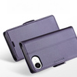 Θήκη για Iphone 16E, ERBORD Glossy Litchi, πορτοφόλι με πτερύγιο, μωβ