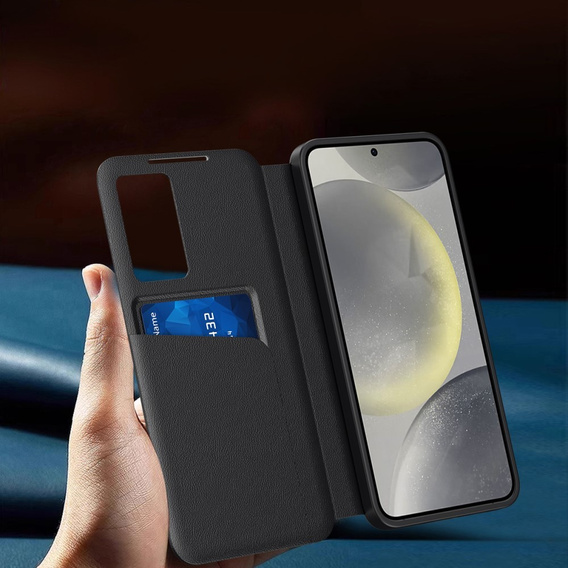 Αναδιπλούμενη θήκη για Samsung Galaxy S25, Smart View Wallet, μαύρη