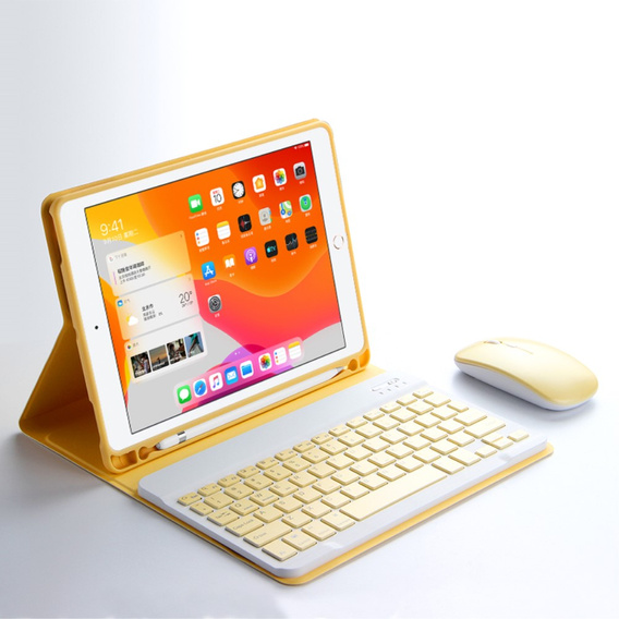 Θήκη + πληκτρολόγιο iPad 10.2 2019 / 2020 / 2021, κίτρινη