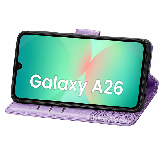 Θήκη με πτερύγιο για Samsung Galaxy A26, Butterfly, μωβ