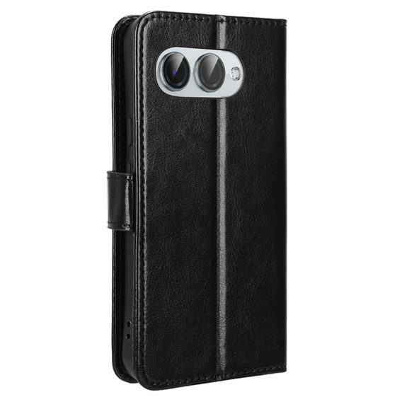 Θήκη με πτερύγιο για T Phone 3 5G, Crazy Horse Wallet, μαύρη