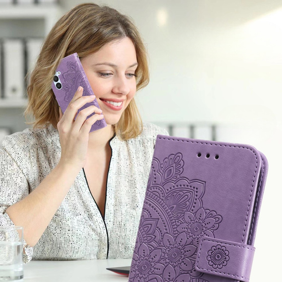 Θήκη με πτερύγιο για Samsung Galaxy A54 5G, Mandala Flower, μωβ