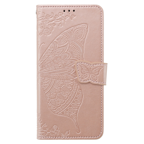 Θήκη με πτερύγιο για Samsung Galaxy S23 FE, Butterfly, ροζ rose gold