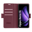 Θήκη για Oppo Reno 13, ERBORD Glossy Litchi, πορτοφόλι με πτερύγιο, κόκκινη
