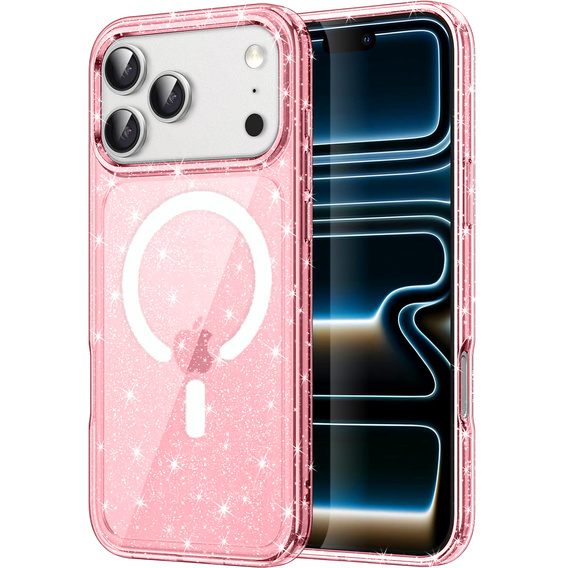 Θήκη για iPhone 17 Pro Max, για MagSafe, glitter - ημιδιαφανές ροζ
