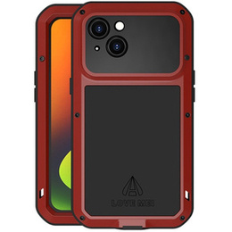 Love Mei Θήκη για iPhone 14, armored with glass, κόκκινη