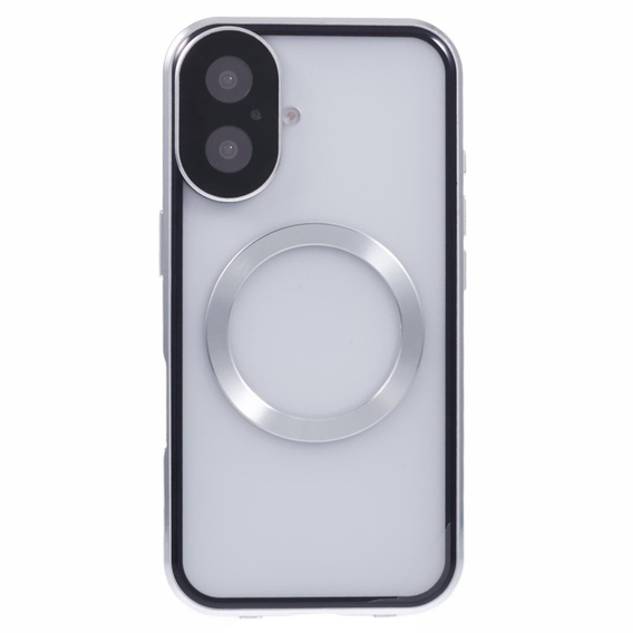 Μαγνητική θήκη MagSafe Dual Glass για iPhone 16, ασημένια